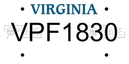 VPF1830 Virginia License Plate