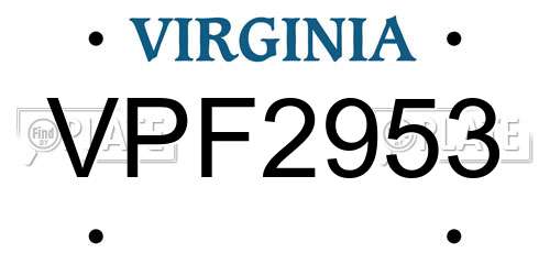 VPF2953 Virginia License Plate