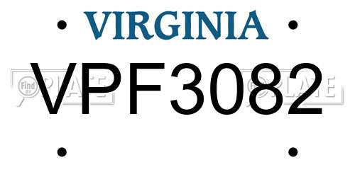 VPF3082 Virginia License Plate