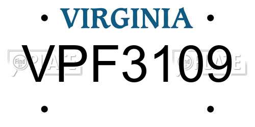 VPF3109 Virginia License Plate