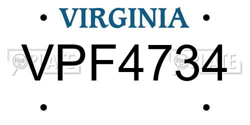 VPF4734 Virginia License Plate