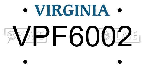 VPF6002 Virginia License Plate