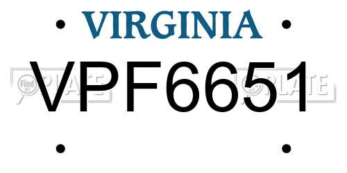 VPF6651 Virginia License Plate