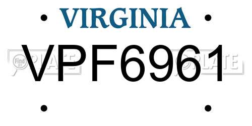 VPF6961 Virginia License Plate