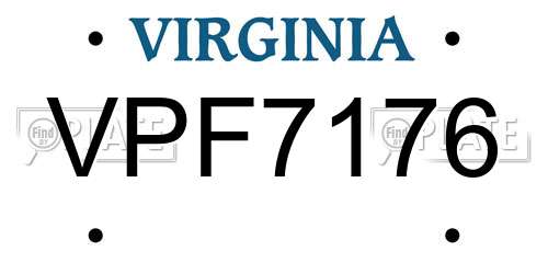 VPF7176 Virginia License Plate