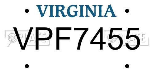 VPF7455 Virginia License Plate