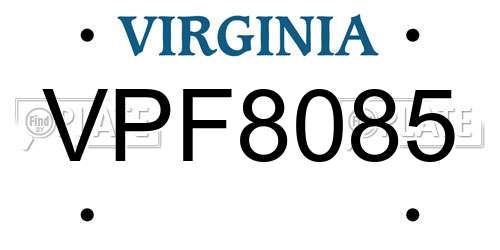 VPF8085 Virginia License Plate