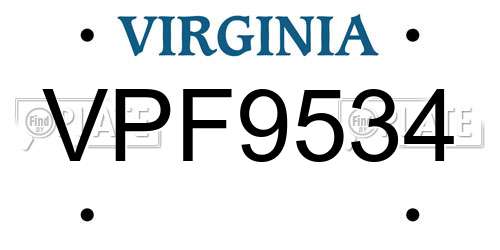 VPF9534 Virginia License Plate