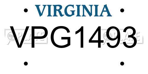 VPG1493 Virginia License Plate
