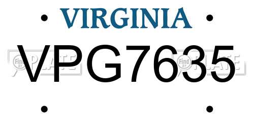 VPG7635 Virginia License Plate