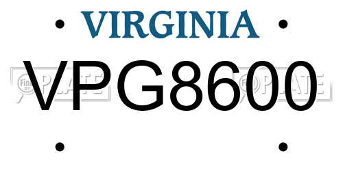 VPG8600 Virginia License Plate