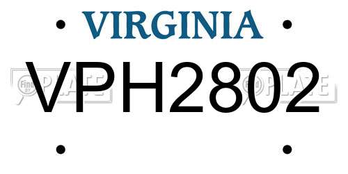 VPH2802 Virginia License Plate