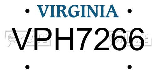 VPH7266 Virginia License Plate