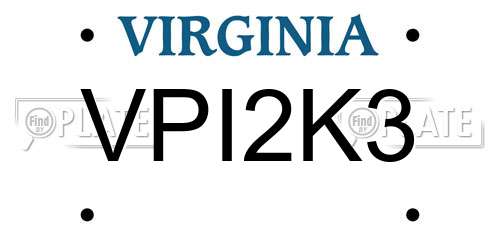 VPI2K3 Virginia License Plate