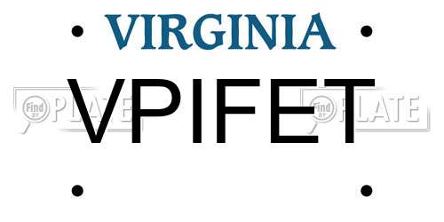 VPIFET Virginia License Plate