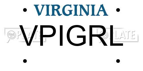 VPIGRL Virginia License Plate