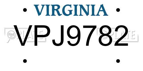 VPJ9782 Virginia License Plate