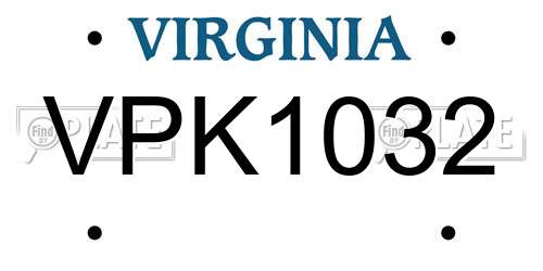 VPK1032 Virginia License Plate