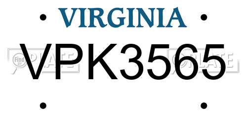 VPK3565 Virginia License Plate