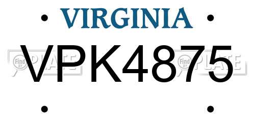 VPK4875 Virginia License Plate