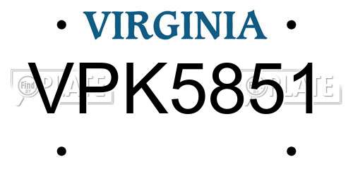 VPK5851 Virginia License Plate
