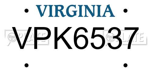 VPK6537 Virginia License Plate