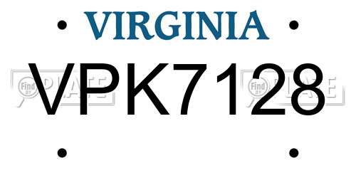 VPK7128 Virginia License Plate