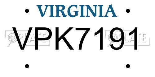 VPK7191 Virginia License Plate