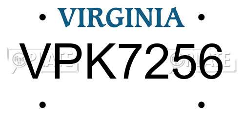 VPK7256 Virginia License Plate