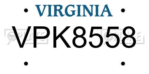 VPK8558 Virginia License Plate