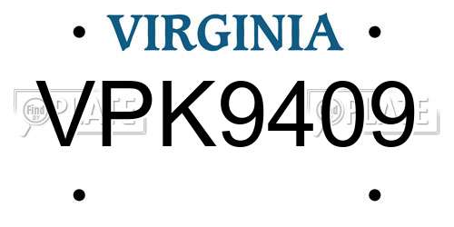VPK9409 Virginia License Plate