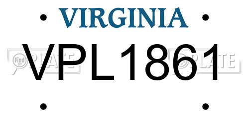 VPL1861 Virginia License Plate