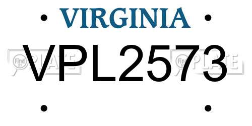 VPL2573 Virginia License Plate