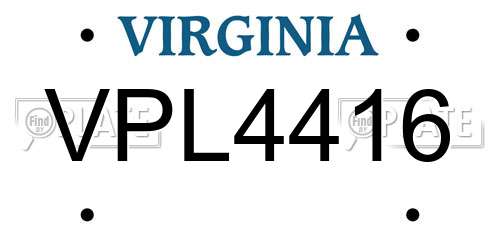 VPL4416 Virginia License Plate
