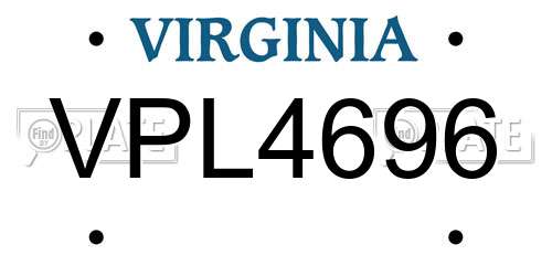 VPL4696 Virginia License Plate