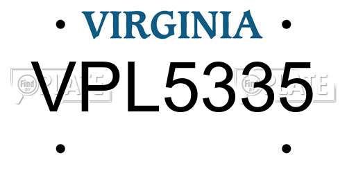 VPL5335 Virginia License Plate