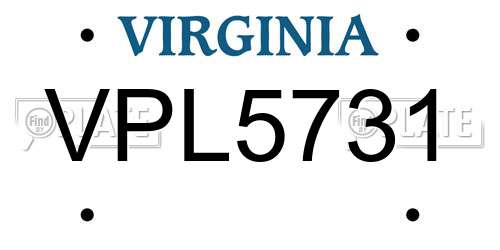 VPL5731 Virginia License Plate