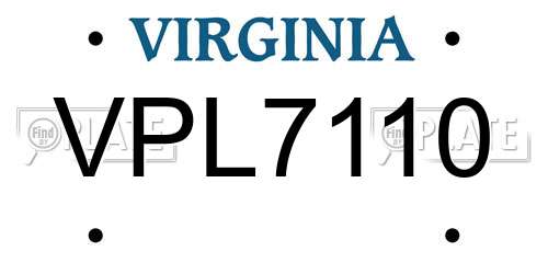 VPL7110 Virginia License Plate