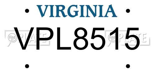 VPL8515 Virginia License Plate