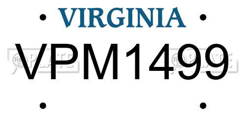 VPM1499 Virginia License Plate
