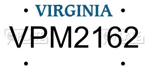 VPM2162 Virginia License Plate