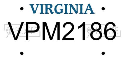 VPM2186 Virginia License Plate