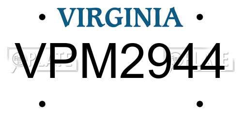 VPM2944 Virginia License Plate