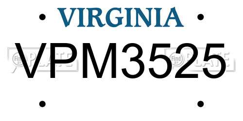 VPM3525 Virginia License Plate