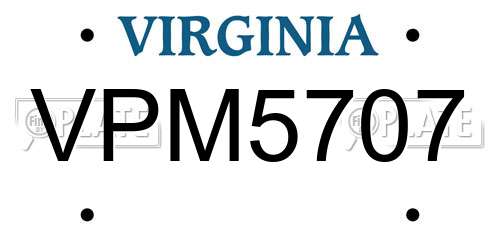 VPM5707 Virginia License Plate