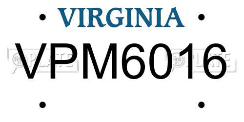 VPM6016 Virginia License Plate