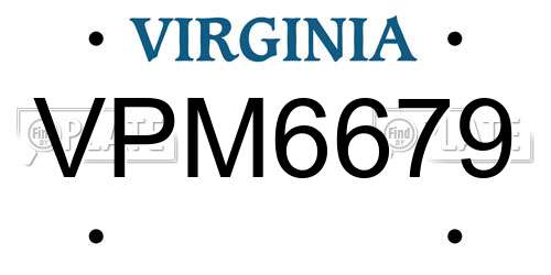 VPM6679 Virginia License Plate