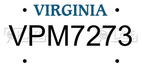 VPM7273 Virginia License Plate