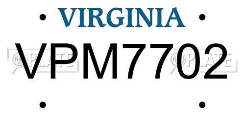 VPM7702 Virginia License Plate