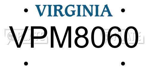 VPM8060 Virginia License Plate